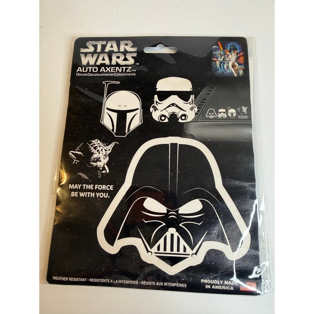 NWT Star Wars Auto Axentz Decal Set Darth Vader Yoda Boba Fett Stormtrooper